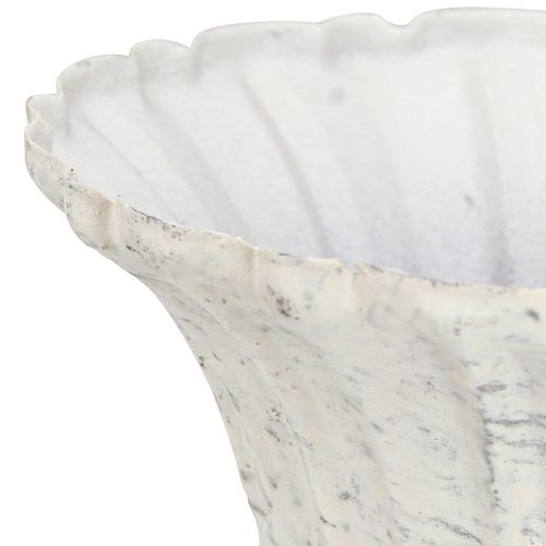 Floristik24 Taza Decorativa Cáliz de Metal Blanco Antiguo Shabby Chic Ø12cm H12cm