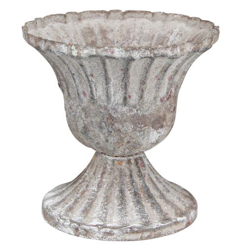 Floristik24 Taza Decorativa Cáliz Antiguo Rústico Gris Blanco Ø8cm H8.5cm 2ud