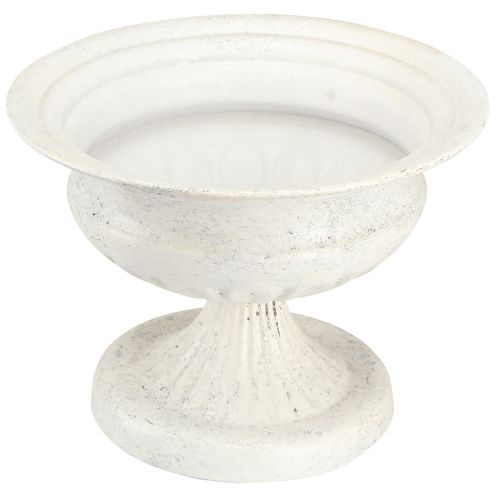 Floristik24 Cuenco trofeo decorativo copa de metal antiguo blanco Ø20cm H15cm