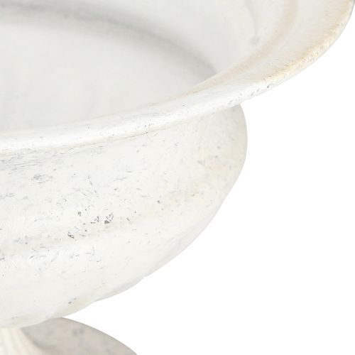 Floristik24 Cuenco trofeo decorativo copa de metal antiguo blanco Ø20cm H15cm