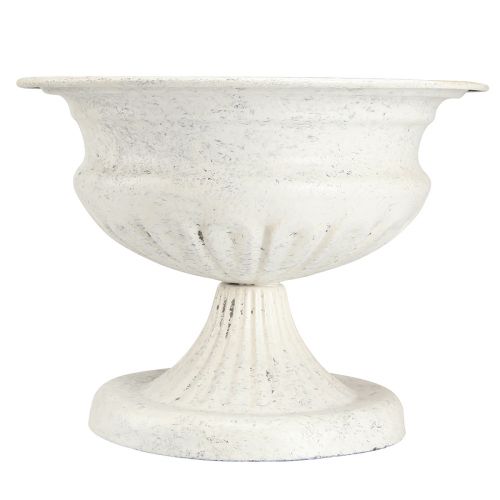 Floristik24 Cuenco trofeo decorativo copa de metal antiguo blanco Ø20cm H15cm