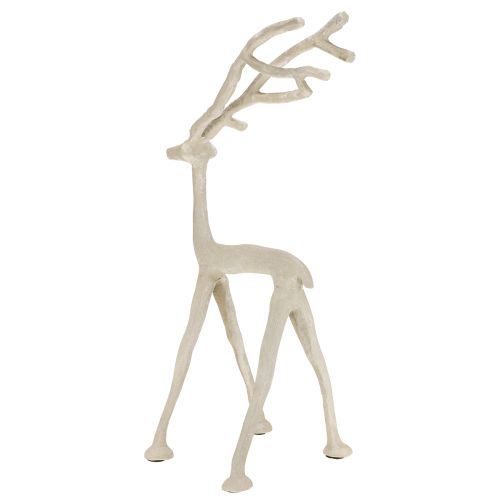 Artículo Figura decorativa de reno de metal con aspecto de arcilla gris, altura 35 cm.