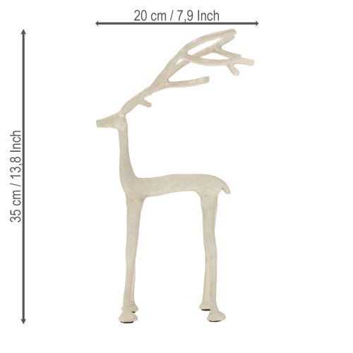 Artículo Figura decorativa de reno de metal con aspecto de arcilla gris, altura 35 cm.