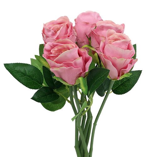 Floristik24 Rosa deco Ø6cm rosa L30cm 6pcs