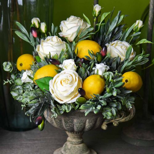 Artículo Flores decorativas de seda rosa en ramo crema 36cm 8 piezas