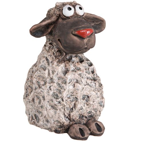 Artículo Figuras decorativas de Pascua de cerámica de ovejas marrón Al. 13,5 cm 2 piezas