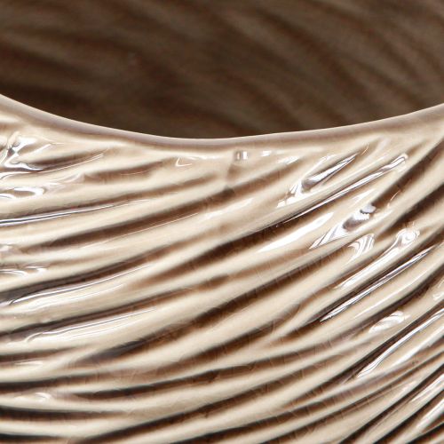 Artículo Cuenco Decorativo Maceta Cerámica Beige Marrón Ø15cm 2uds