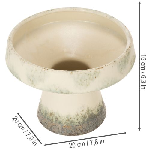 Bol decorativo de cerámica, color crema gris verdoso, Ø20cm, H16cm | Floristik24.es