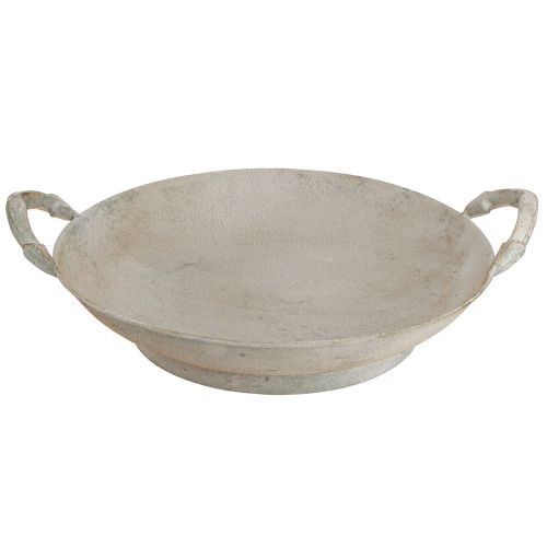 Artículo Cuenco decorativo shabby chic decoración de metal gris con asas Ø31cm