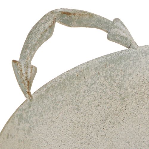 Artículo Cuenco decorativo shabby chic decoración de metal gris con asas Ø31cm