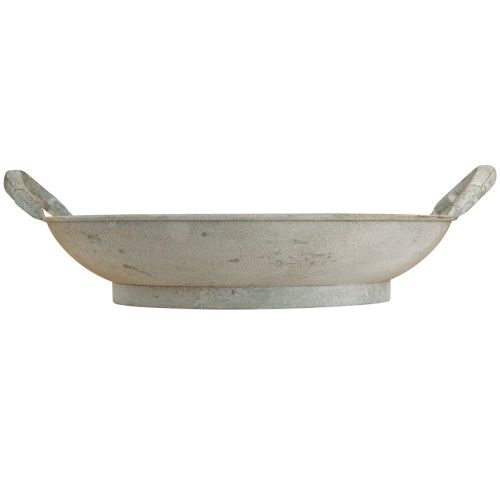 Artículo Cuenco decorativo shabby chic decoración de metal gris con asas Ø31cm
