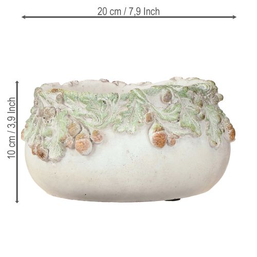 Artículo Cuenco decorativo de piedra fundida con forma de bellota para plantas, diámetro 20 cm, altura 10 cm.