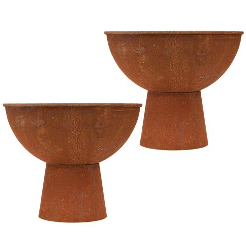 Artículo Cuenco decorativo con pie cuenco metal óxido Ø20,5cm 2ud