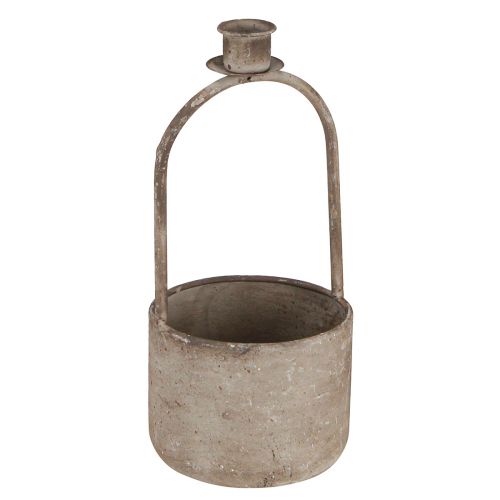 Artículo Cuenco decorativo con portavelas óxido gris antiguo Ø11cm H23,5cm