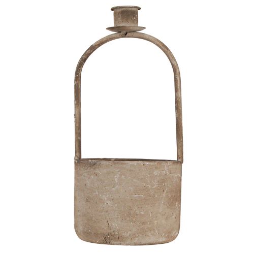 Artículo Cuenco decorativo con portavelas óxido gris antiguo Ø11cm H23,5cm