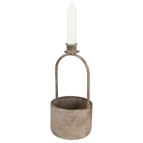 Artículo Cuenco decorativo con portavelas óxido gris antiguo Ø11cm H23,5cm