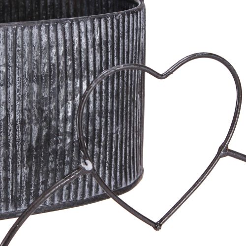 Artículo Cuenco decorativo ovalado de metal con corazón negro 20/16cm set de 2