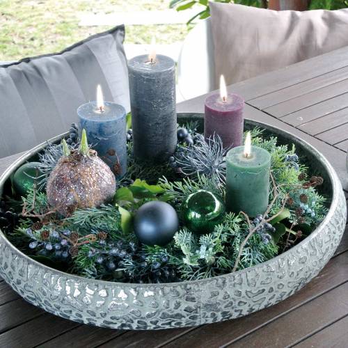 Floristik24 Cuenco decorativo plata envejecida zinc Ø40 / 50cm juego de 2