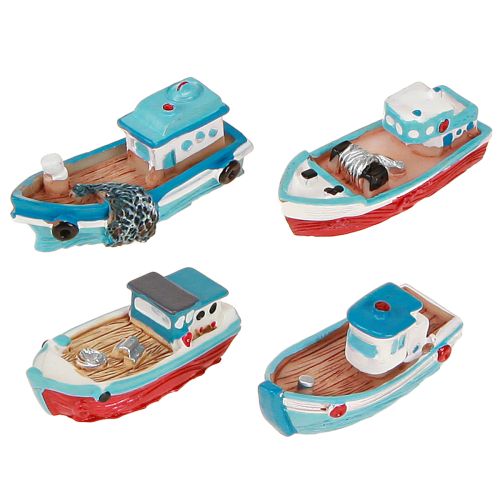 Artículo Decoración de mesa marítima azul y roja con barco decorativo de 5 cm, 8 piezas