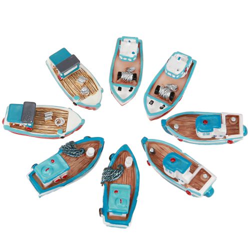 Artículo Decoración de mesa marítima azul y roja con barco decorativo de 5 cm, 8 piezas
