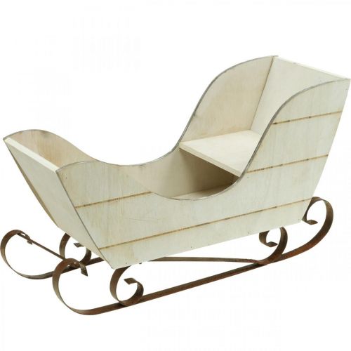 Floristik24 Trineo decorativo trineo navideño de madera natural 36×13×21cm