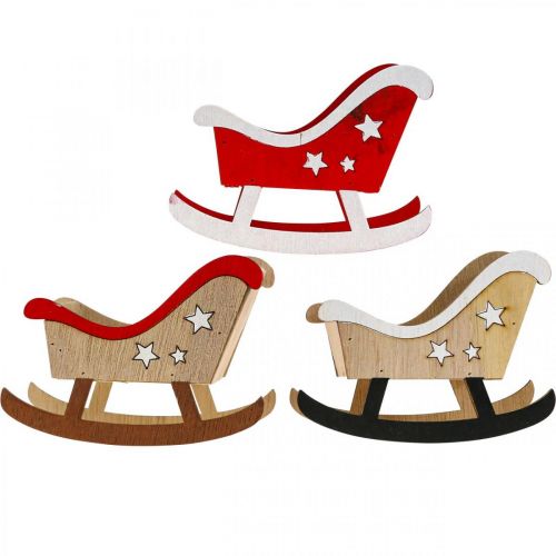 Floristik24 Trineo decorativo trineo navideño de madera rojo blanco 9pcs