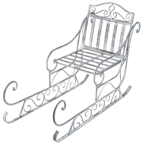 Floristik24 Trineo decorativo trineo blanco lavado metal 47×21×32,5cm