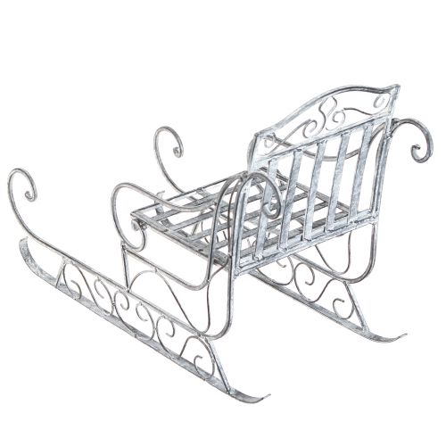 Floristik24 Trineo decorativo trineo blanco lavado metal 47×21×32,5cm