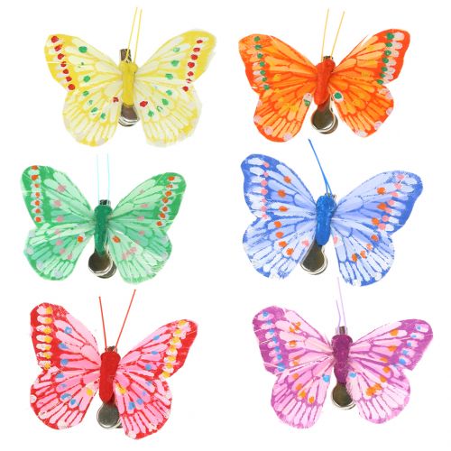 Floristik24 Mariposas decorativas en el clip, colores surtidos 6cm 24pcs