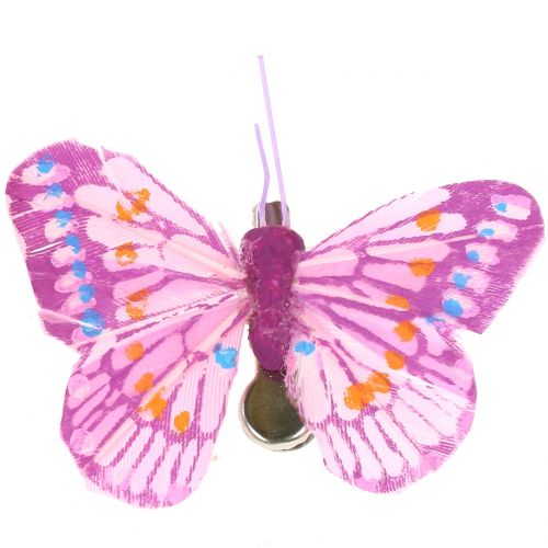 Artículo Mariposas decorativas en el clip, colores surtidos 6cm 24pcs