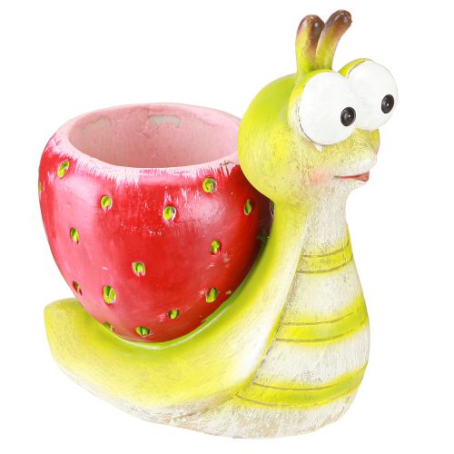 Maceta decorativa caracol fresa cerámica verde rojo 15,5cm