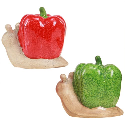 Artículo Caracoles decorativos pimiento cerámico rojo verde Al.10cm 2 piezas
