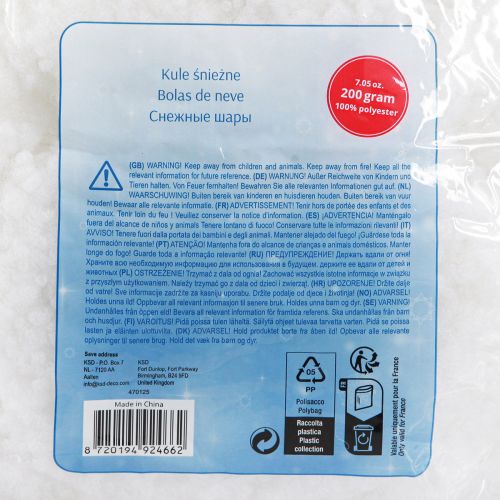 Artículo Copos de nieve decorativos algodón lana invierno blanco 200g