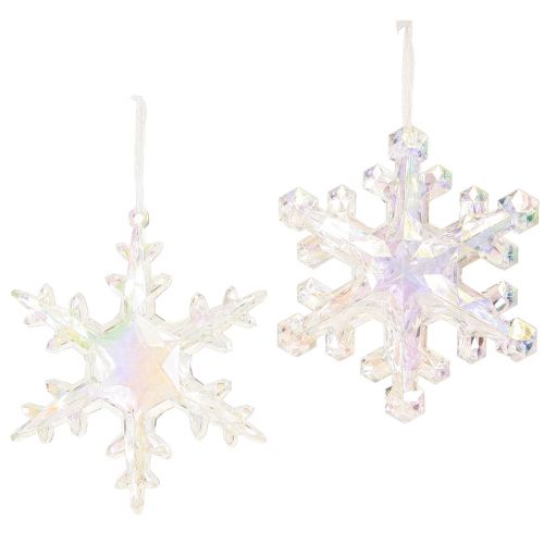 Floristik24 Copos de nieve decorativos decoración de invierno iridiscente Ø14–15cm 2ud