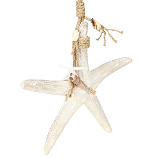 Artículo Estrella de mar decorativa para colgar decoración marítima madera blanca 30cm