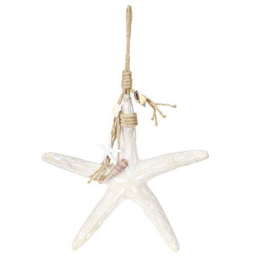 Artículo Estrella de mar decorativa para colgar decoración marítima madera blanca 30cm