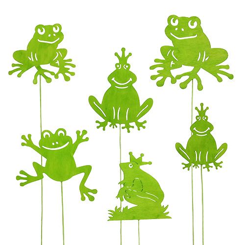 Floristik24 Palos decorativos rana verde 7cm - 10cm 12pcs