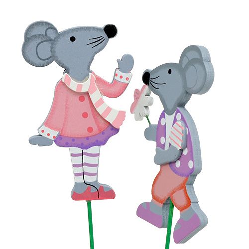 Floristik24 Decoración plug mouse con flor 8.5cm 14pcs