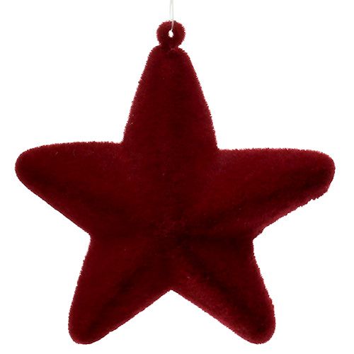 Artículo Estrella decorativa rojo oscuro 20cm flocado