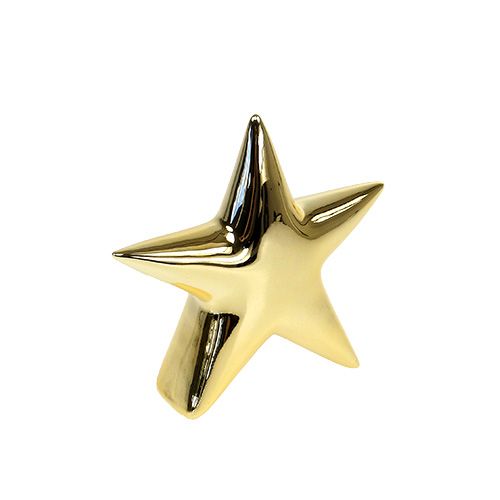 Floristik24 Decorativo estrella oro 12cm de pie 3pcs