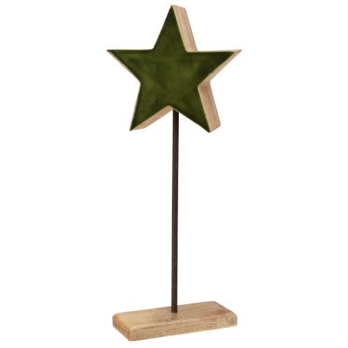 Floristik24 Estrella decorativa de madera sobre base de palo verde marrón 20x9,5x50cm