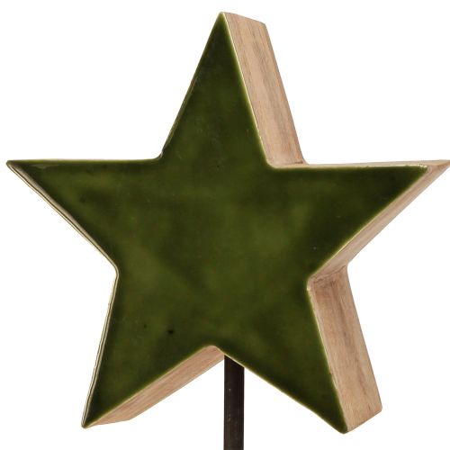 Artículo Estrella decorativa de madera sobre base de palo verde marrón 20x9,5x50cm