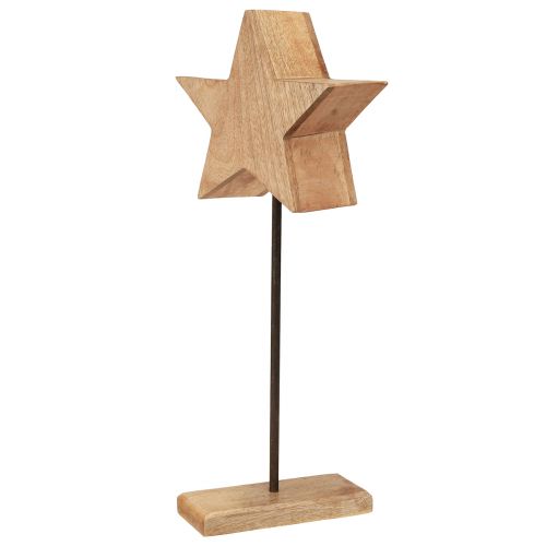 Artículo Estrella decorativa de madera sobre base de palo verde marrón 20x9,5x50cm