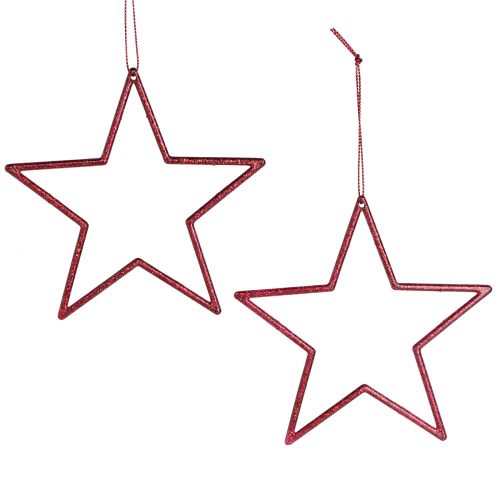 Floristik24 Estrella decorativa roja para árbol de Navidad con purpurina Ø12cm 12 piezas
