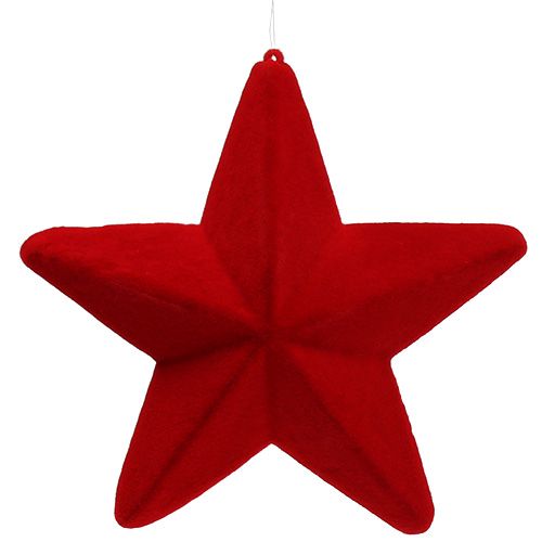 Floristik24 Deco estrella roja flocada 20cm