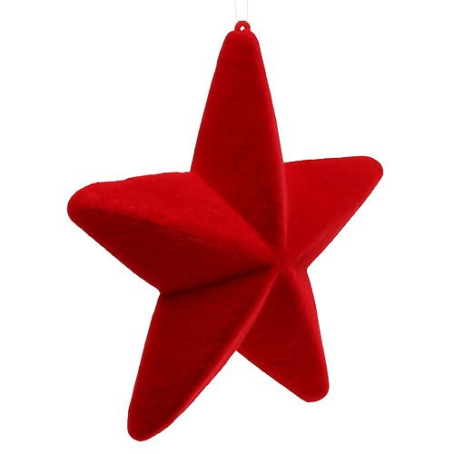 Floristik24 Deco estrella roja flocada 20cm