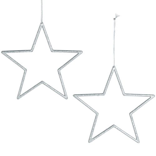 Floristik24 Estrella decorativa plateada Adornos para árboles de Navidad brillo Ø12cm 12 piezas