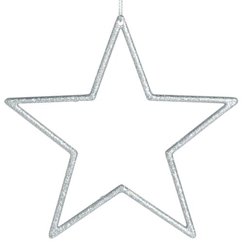 Artículo Estrella decorativa plateada Adornos para árboles de Navidad brillo Ø12cm 12 piezas