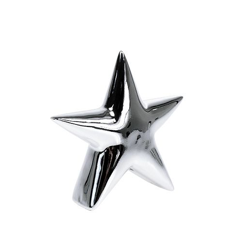 Floristik24 Deco estrella plateada de pie 12cm 2pcs
