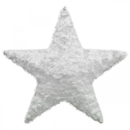 Floristik24 Adorno navideño estrella Adorno navideño estrella lana blanca Al.30cm